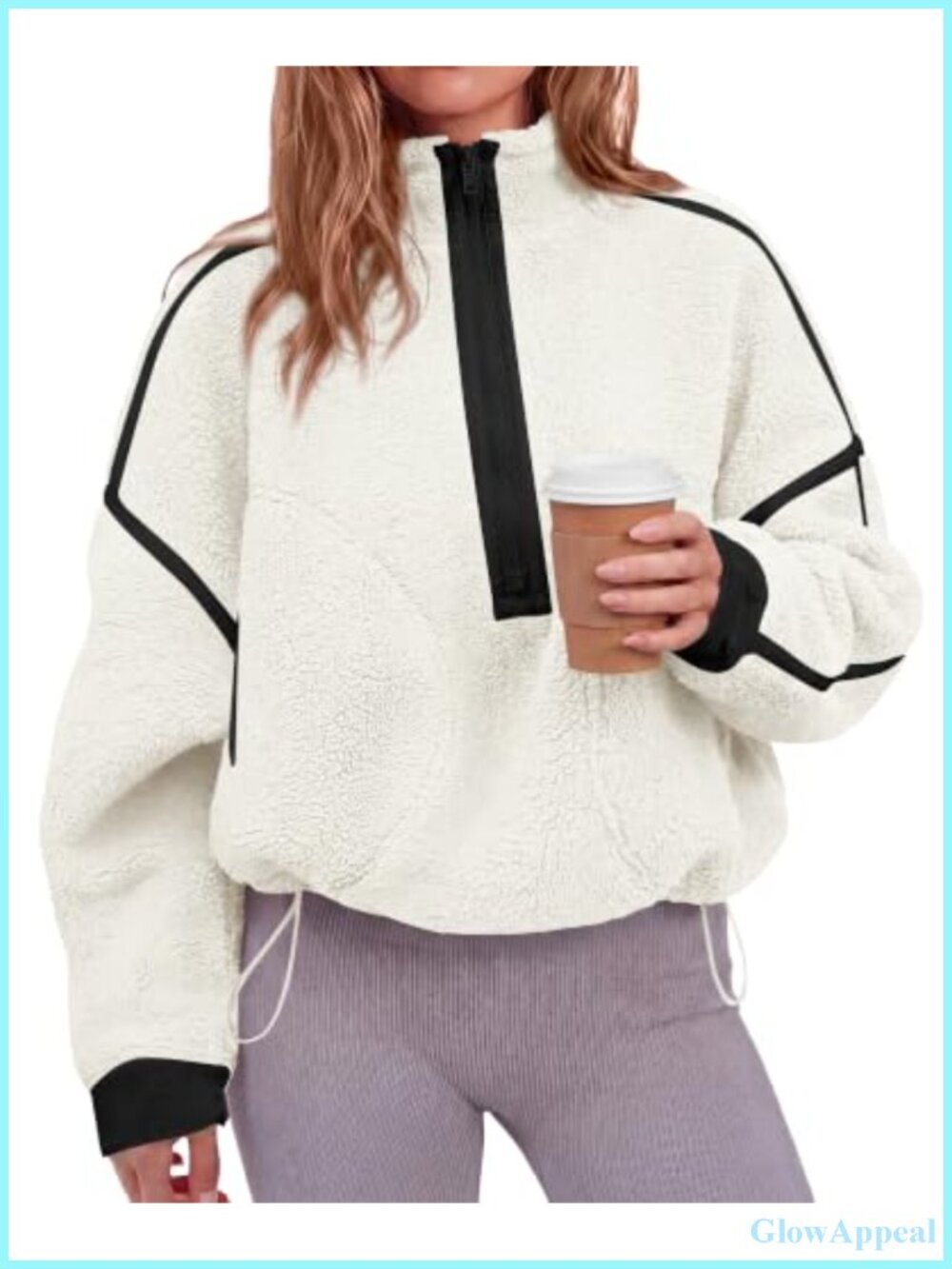 Womens Quarter Zip Fleece Pullover Sherpa Sweatshirt Mock Neck